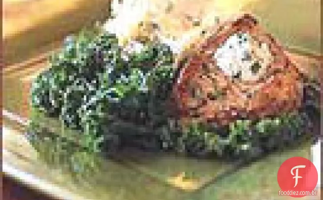 Costeletas de porco com mostarda e molho de Creme De Leite