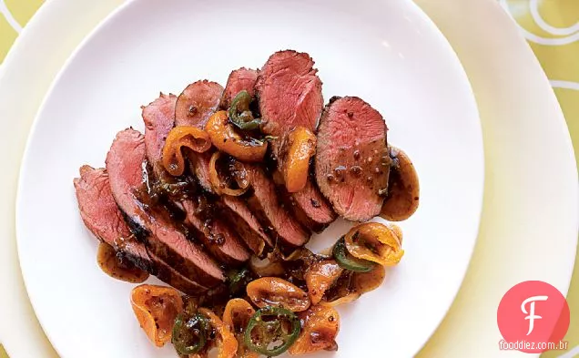 Seios de pato com mostarda e Kumquats cristalizados