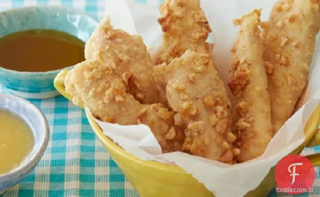 Dedos Crocantes De Frango Assado Com Mel