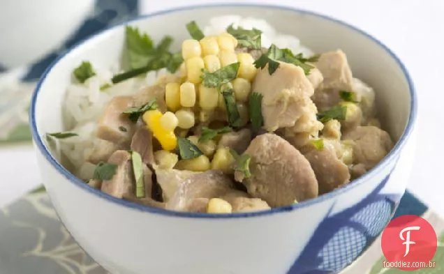 Frango verde tailandês e Curry de milho