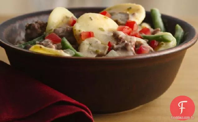 Carne e batatas frigideira Stroganoff