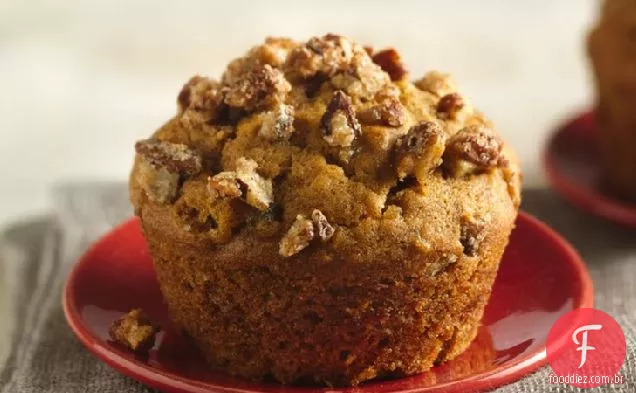 Muffins de abóbora com gengibre Duplo com nozes cristalizadas doces