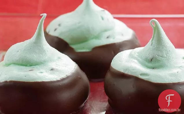 Merengues Sem Glúten Da Microplaqueta Do Chocolate Da Hortelã