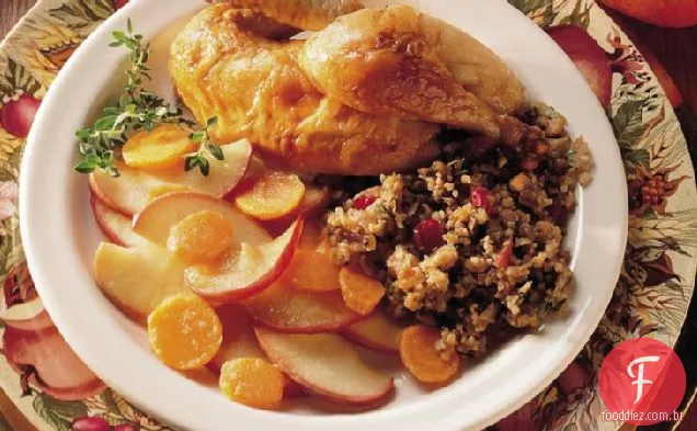 Galinha da Cornualha com recheio de Bulgur-Bacon