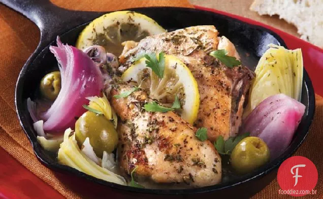 Frango Assado Mediterrâneo Com Fogão Lento