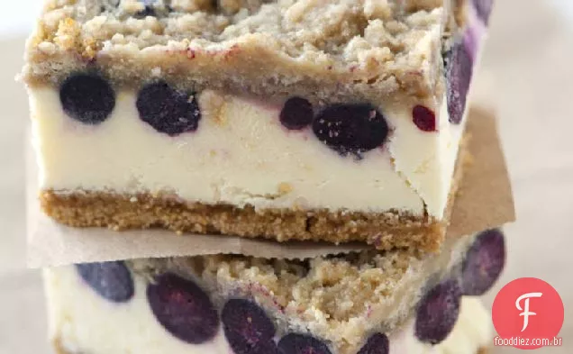 Barras De Cheesecake De Limão E Mirtilo