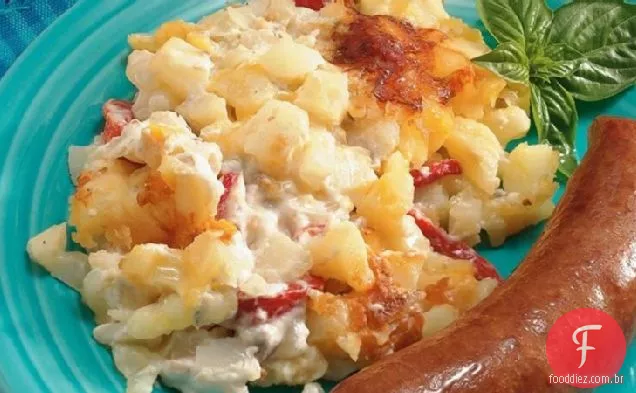 Queijo esfumaçado e batata assar