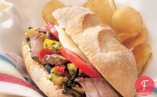 Muffuletta-Estilo Bife Hoagies