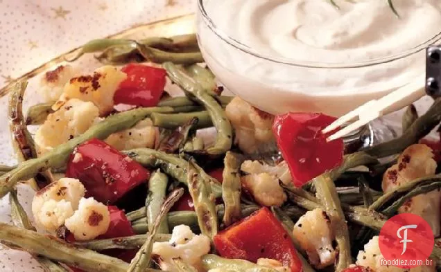 Legumes assados com molho de estragão