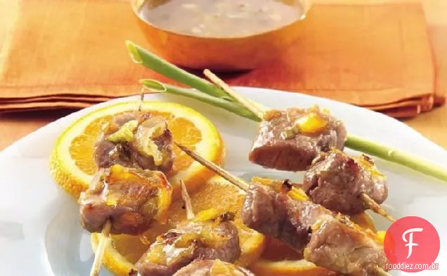 Espetos De Porco Gengibre-Laranja