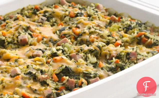 Caçarola magra de espinafre e arroz