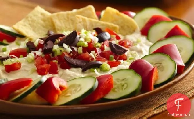 Hummus Grego Dip com mergulhadores vegetarianos