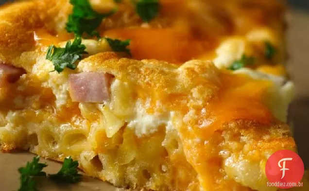 Torta de presunto de macarrão e queijo
