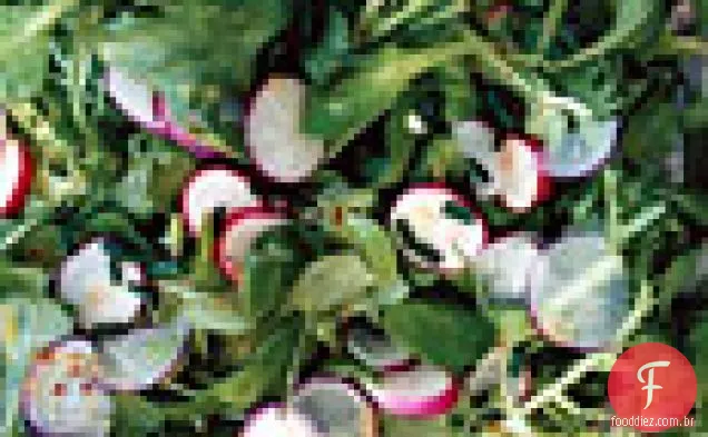 Mâche, Frisée e salada de rabanete com vinagrete de mostarda