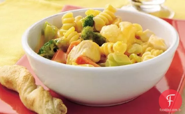 Frango e legumes com queijo duplo