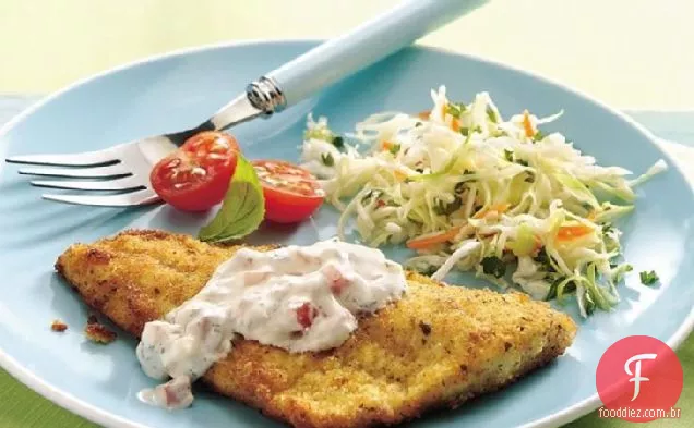 Filetes de peixe com molho tártaro Herbed