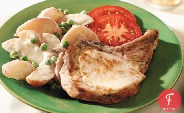 Batatas cremosas e Costeletas de porco