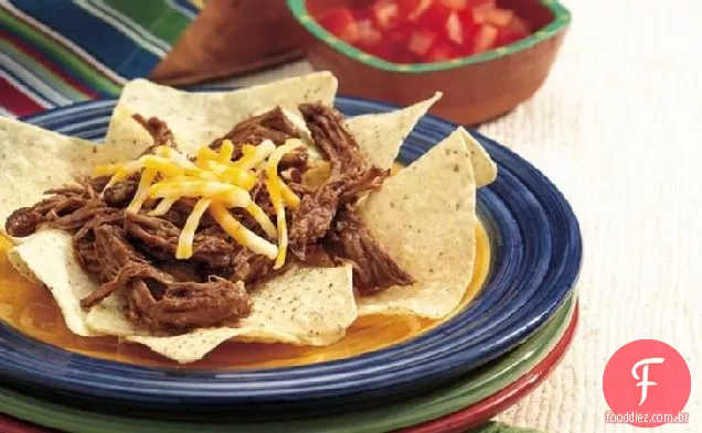 Nachos De Carne Triturada De Fogão Lento