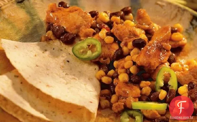 Fácil frango mexicano e feijão