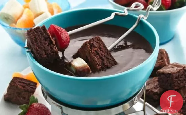 Brownies e Fondue Chocolate-Framboesa