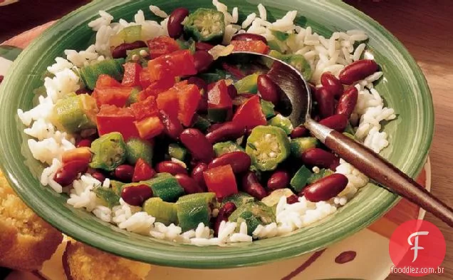 Feijão vermelho e arroz para dois
