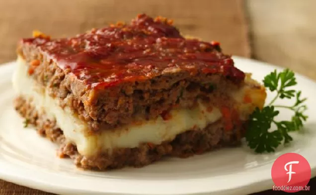 Sem Glúten Purê De Batata Recheado Meatloaf Quadrados