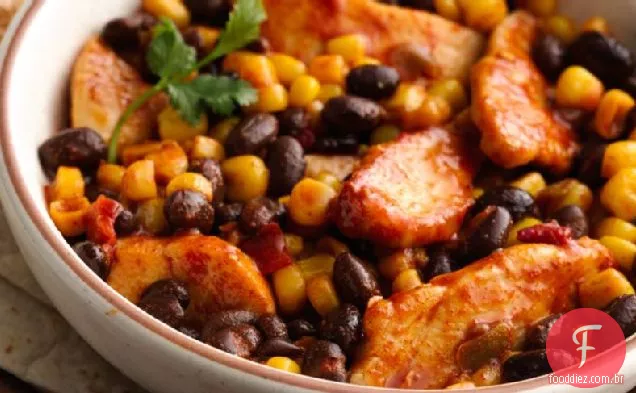 Fácil frango mexicano e feijão