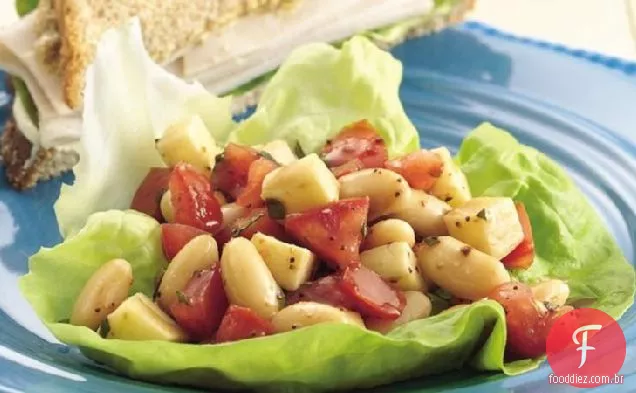 Salada De Feijão Branco, erva e tomate