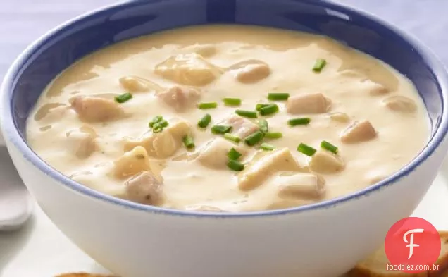 Frango com queijo e sopa de presunto