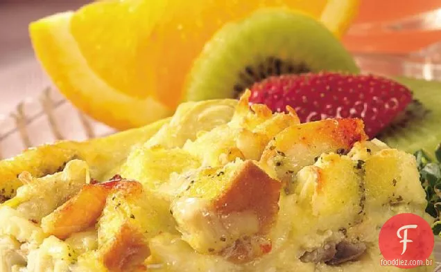 Brunch de frutos do mar e queijo assar