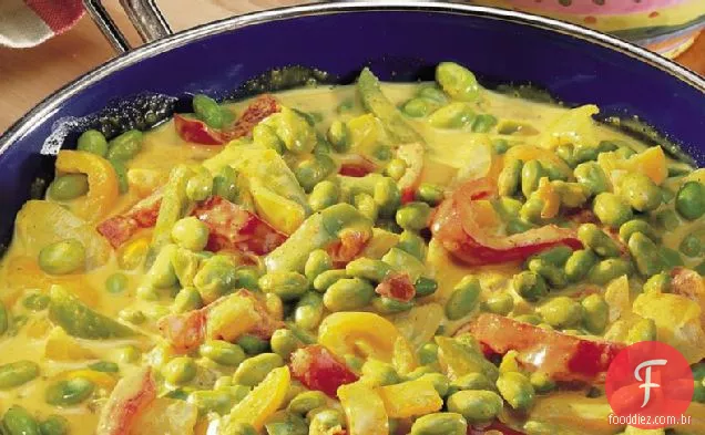 Pimentas secas e Edamame