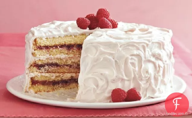 Bolo De Baunilha Atado Com Framboesa
