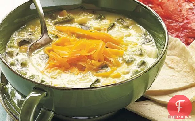 Poblano picante e sopa de milho