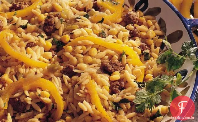 Coentro Orzo e carne bovina
