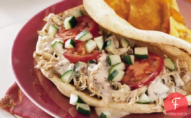 Slow-Cooker Grego Frango Pita Dobras