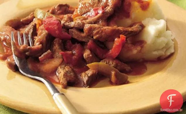 Carne italiana sem glúten com purê de batatas