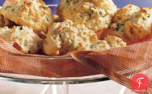 Biscoitos de Cheddar e cebola verde