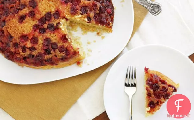 Bolo De Cranberry Com Fogão Lento De Cabeça Para Baixo