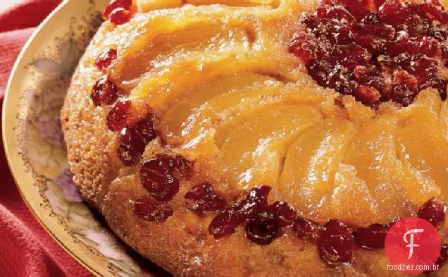 Bolo De Cabeça Para Baixo De Maçã-Cranberry