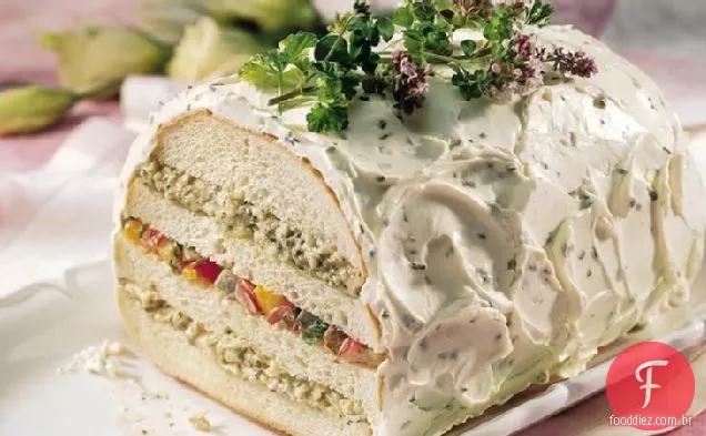 Pesto e pão sanduíche torrado-vegetal