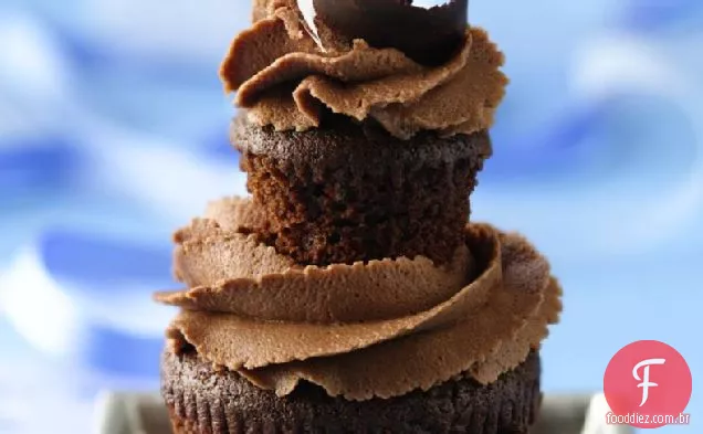 Chocolate Escuro Duplo-Cupcakes De Coco