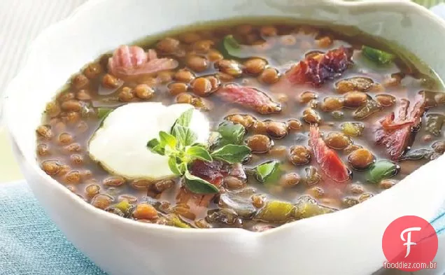 Peru Defumado Com Fogão Lento-Sopa De Lentilha