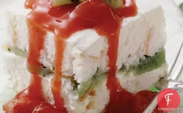 Nuvem de limão e Kiwi com molho de morango