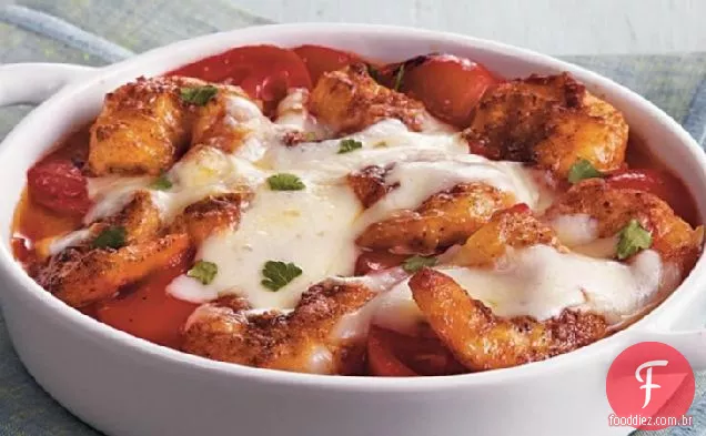 Camarão Cajun e tomate