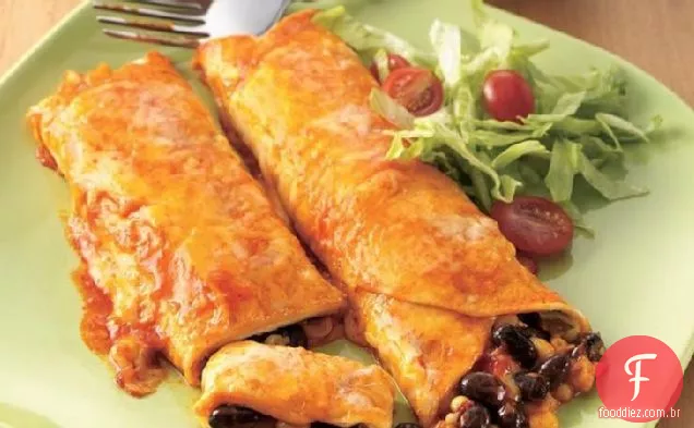 Feijão preto e milho Enchiladas
