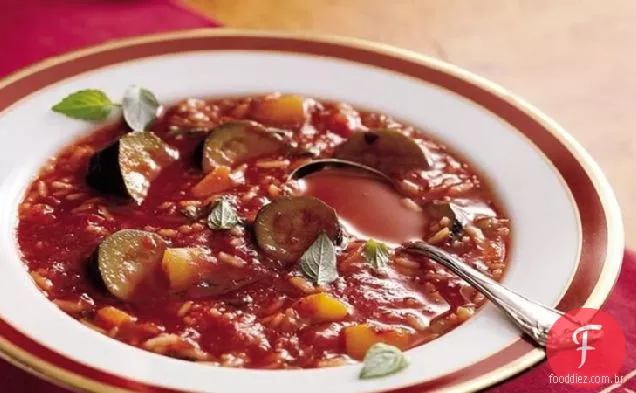 Sopa De Arroz Vegetal De Fogão Lento