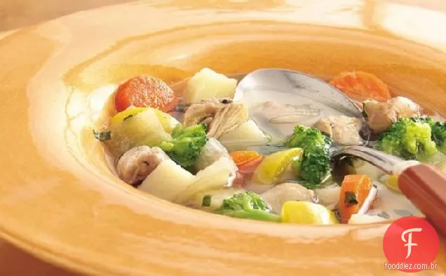 Sopa De Galinha Da Colheita Do Jardim Do Lento-Fogão