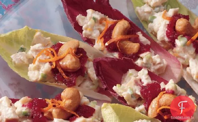 Endive com salada de frango Laranja Cranberry