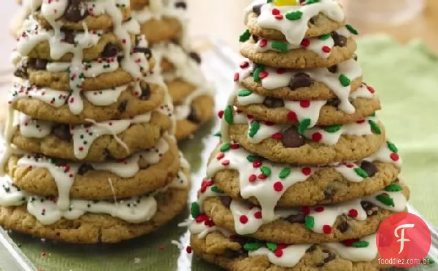 Pilhas De Biscoitos Da Árvore Do Feriado