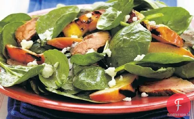Carne de porco grelhada 'n Salada De Espinafre nectarina